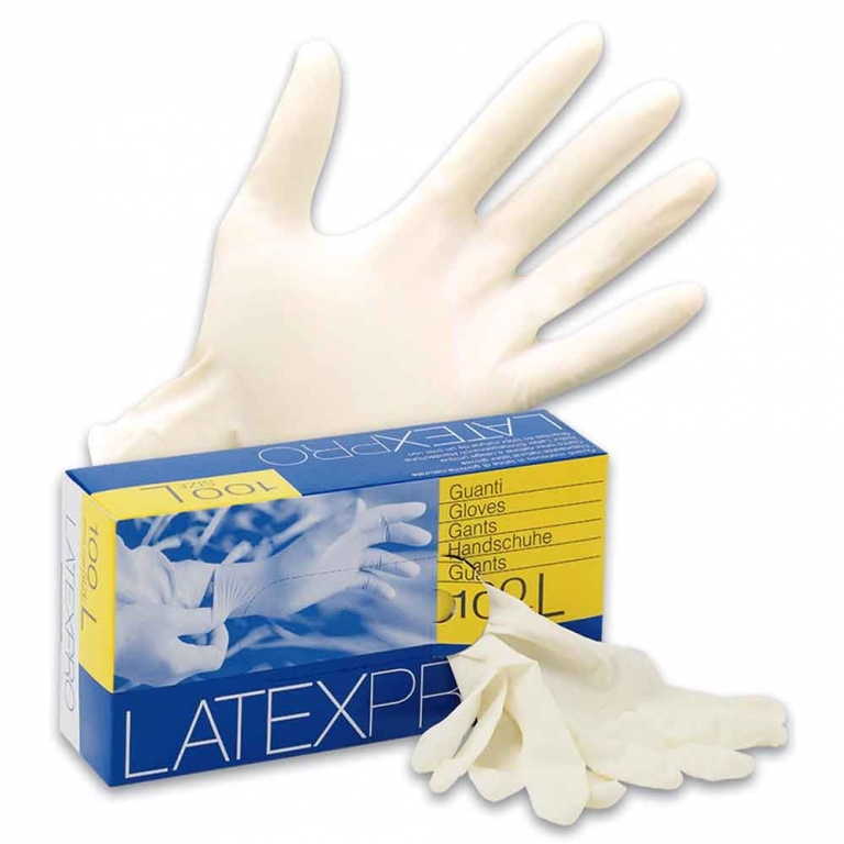 GUANTI LATEX PRO C/POLVERE LARGE X100
